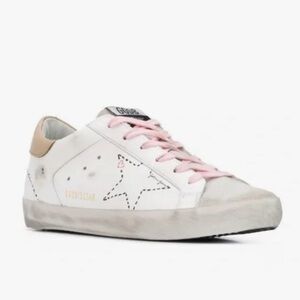 Golden Goose Superstar LTD Scribble Sneakers Arctic White with Pink Laces 38/8